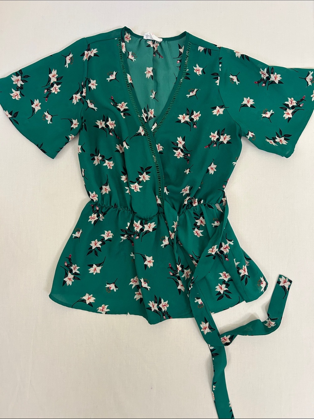 Sienna Sky Emerald Green Floral Wrap Tunic